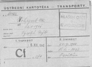 Evidenční transportní karta Oty Vohryzka