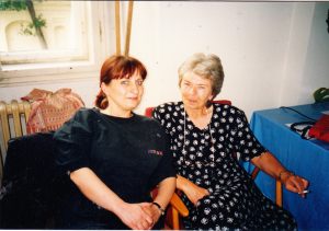 S Doubravkou Svobodovou, tehdejší ředitelkou pražského Divadla Na zábradlí (1994)