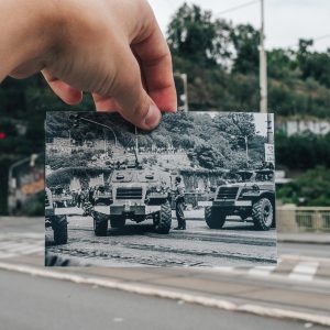 Srovnávací fotografie - Letenské schody
