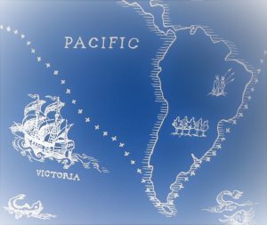 Mapka cesty 4eského mořeplavce kolem jižní Ameriky lodí Viktoria. Foto ilustrace z knihy Milan Turekjpg