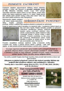 Plakát veřejné sbírky Spolku Přátelé Zahrádky