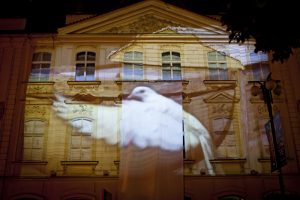 Videomapping na budově Slovanského domu, foto poskytla Johana Tůmová, Blue Gekko